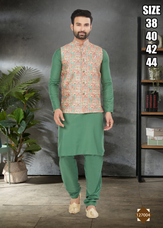 Ethnicrang Men's Heavy Cotton Stitched Kurta Pajama With Jacket