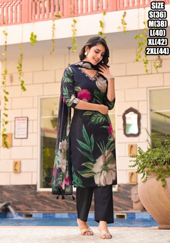 Latest Summer Style Stitched High Quality Cotton Kurti Pent Set| Kurti-Pent With Dupatta For Women|