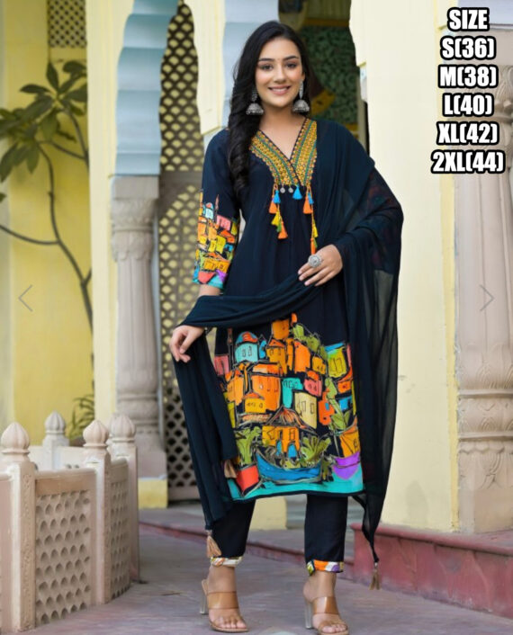 Summer Collection Party Wear Designer Stitched Kurti Pant and Dupatta