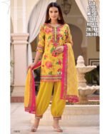 Ethnicrang Women's Afghani Style Muslin Silk Kurti Pant Dupatta Set