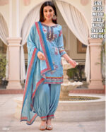 Ethnicrang Women's Afghani Style Muslin Silk Kurti Pant Dupatta Set