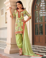 Ethnicrang Women's Afghani Style Muslin Silk Kurti Pant Dupatta Set