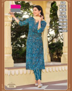 Heavy Rayon Kurti, Pant, Dupatta With Elegant Embroidery Perfect For Partywear