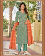 Heavy Rayon Kurti, Pant, Dupatta With Elegant Embroidery Perfect For Partywear