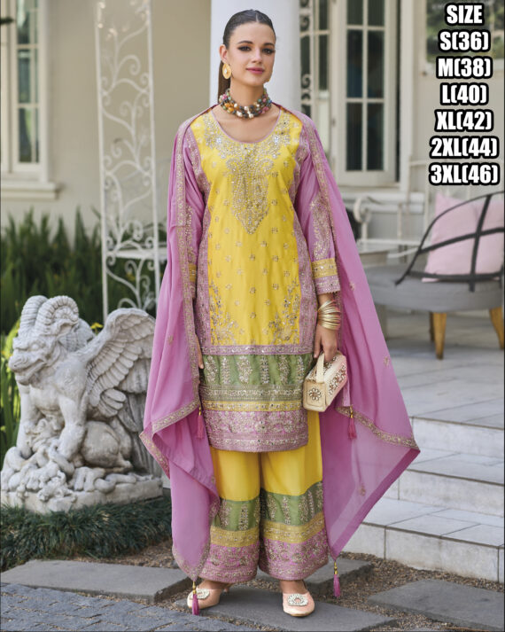 Heavy Heavy Chinon Silk Salwar Dupatta And Pant With Elegant Embroidery Expertly Stitched Ensemble