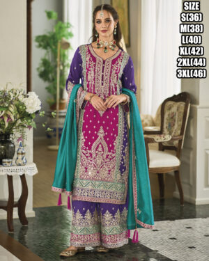 Embrace Elegance Unveiling the Beauty of Women's Heavy Chiffon Stitched Embroidered Salwar Kameez