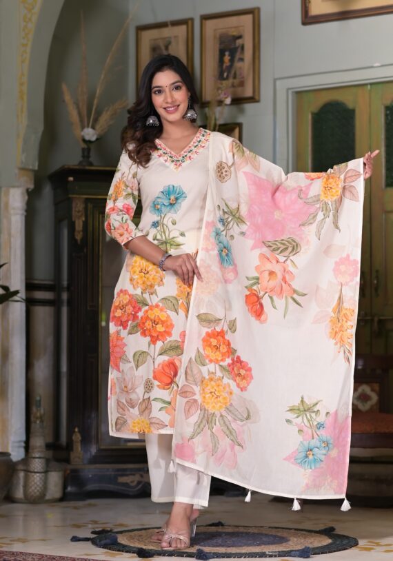 Summer Collection Party Wear Designer Stitched Kurti Pant and Dupatta