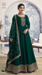 Ethnicrang Women's Silk Georgette Un Stitched Gown With Bottom And Dupatta