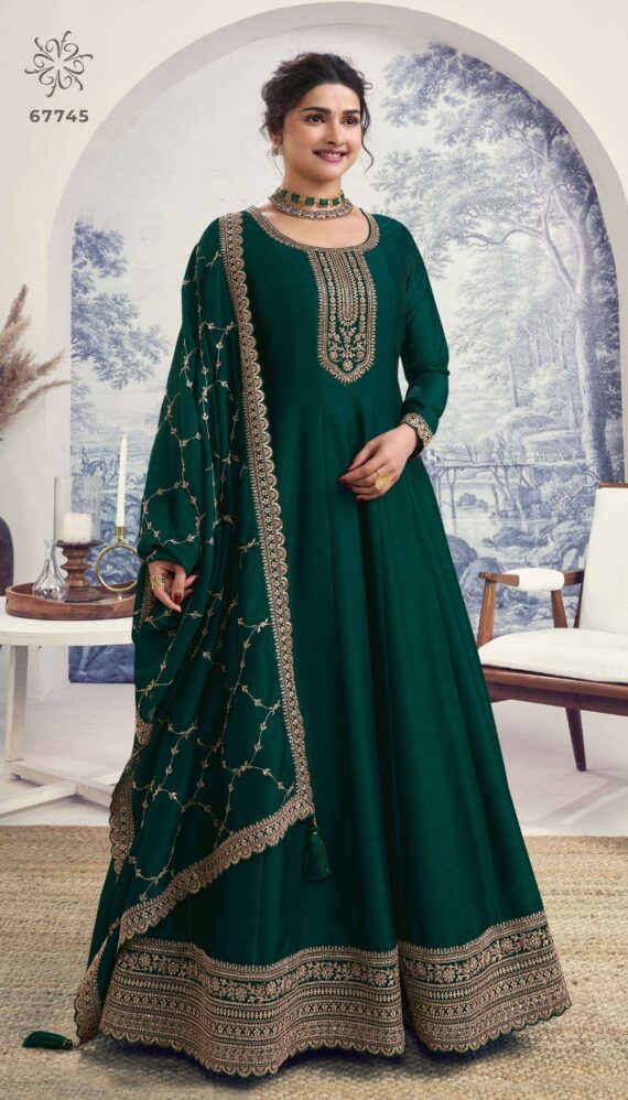 Ethnicrang Women's Silk Georgette Un Stitched Gown With Bottom And Dupatta
