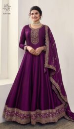 Ethnicrang Women's Silk Georgette Un Stitched Gown With Bottom And Dupatta