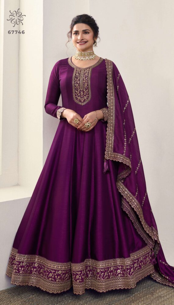 Ethnicrang Women's Silk Georgette Un Stitched Gown With Bottom And Dupatta