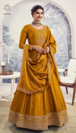 Ethnicrang Women's Silk Georgette Un Stitched Gown With Bottom And Dupatta