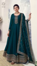 Ethnicrang Women's Silk Georgette Un Stitched Gown With Bottom And Dupatta