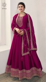 Ethnicrang Women's Silk Georgette Un Stitched Gown With Bottom And Dupatta