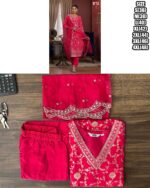 Women's Festive Wear Dola Jacquard Kurti Pent Set| Stitched Occational Kurti-Pent With Dupatta