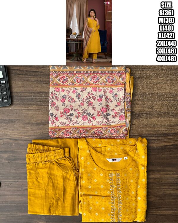 Women's Festive Wear Dola Jacquard Kurti Pent Set| Stitched Occational Kurti-Pent With Dupatta