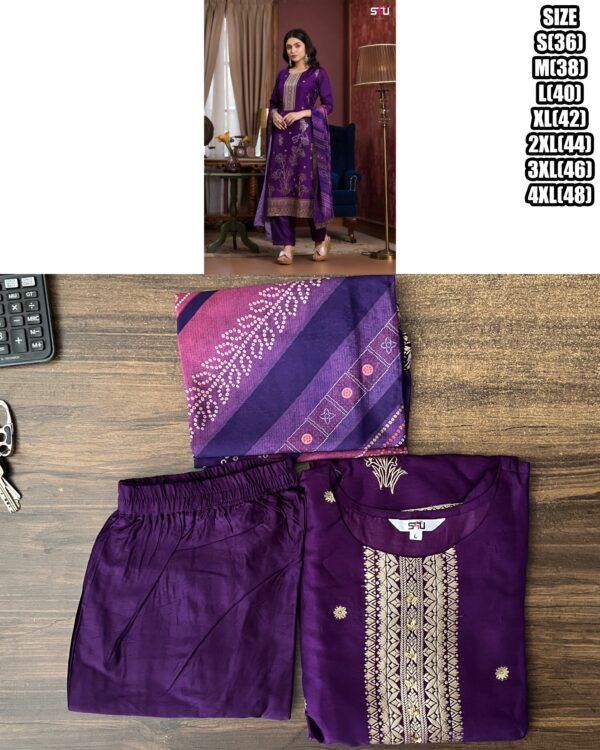 Women's Festive Wear Dola Jacquard Kurti Pent Set| Stitched Occational Kurti-Pent With Dupatta