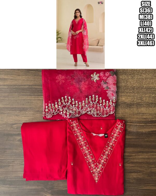 Festive Wear Women's Stitched Silk Kurti-Pent Set| Beautiful Embroidery With Hand Work Kurti-Pent Collections