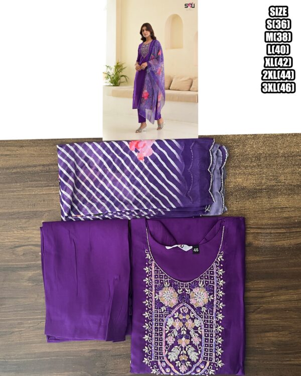 Festive Wear Women's Stitched Silk Kurti-Pent Set| Beautiful Embroidery With Hand Work Kurti-Pent Collections