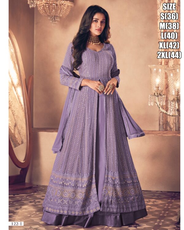 Exclusive A-3 Piece To Collections For Women's Wedding Wear Real Georgette Gown, Bottom With Nazmeen Dupatta| Traditional Outfits For Party.