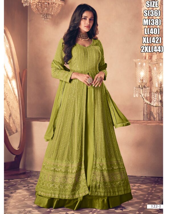 Exclusive A-3 Piece To Collections For Women's Wedding Wear Real Georgette Gown, Bottom With Nazmeen Dupatta| Traditional Outfits For Party.