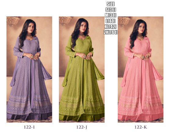 Exclusive A-3 Piece To Collections For Women's Wedding Wear Real Georgette Gown, Bottom With Nazmeen Dupatta| Traditional Outfits For Party.