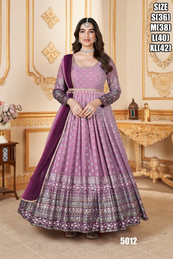 Pink To Magenta Colour Women's Party Wear Georgette Gown With Dupatta| Exclusive Outfits For Wedding