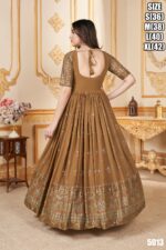 Designer Wedding Wear Stitched Georgette Mustard Yellow Colour Foil Work Gown With Dupatta| Party Wear Outfit For Womens.