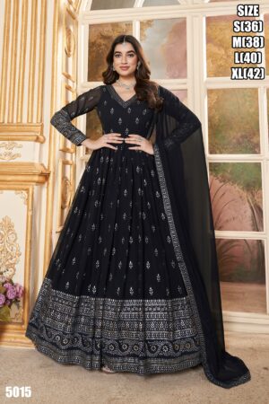 Exclusive Party Wear Designer Women's Georgette Gown With Dupatta| New Latest Collections For Wedding