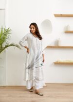 Women's Collections Festive Wear White Stitched Cotton Kurti-Plazzo Set| Latest Kurti Sets For Summer