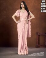 Peach Colour Women's Party Wear Stitched Satin Silk Crepe Saree With Blouse| New Trending Sarees Collection