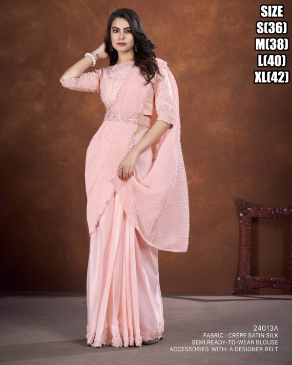 Party Wear Designer Ready To Wear Satin Silk Saree With Blouse| Exclusive Sarees Collection For Women