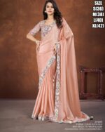 Ethnic Clothing Women's Wear Stitched Satin Silk Crepe Saree With Embroidered Blouse For Occasions