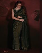 Beautiful Saree Collection Women's Wear Shiny Self Crush Effect Jari Saree With Zircon Work Blouse For Parties