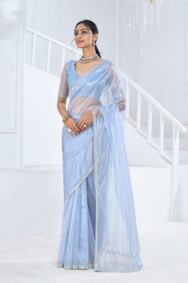 New Exclusive Collections For Women's Wear Swroski Saree With Soft Organza Handwork Blouse