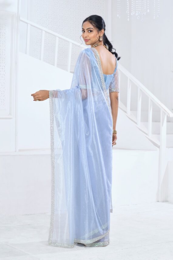 New Exclusive Collections For Women's Wear Swroski Saree With Soft Organza Handwork Blouse