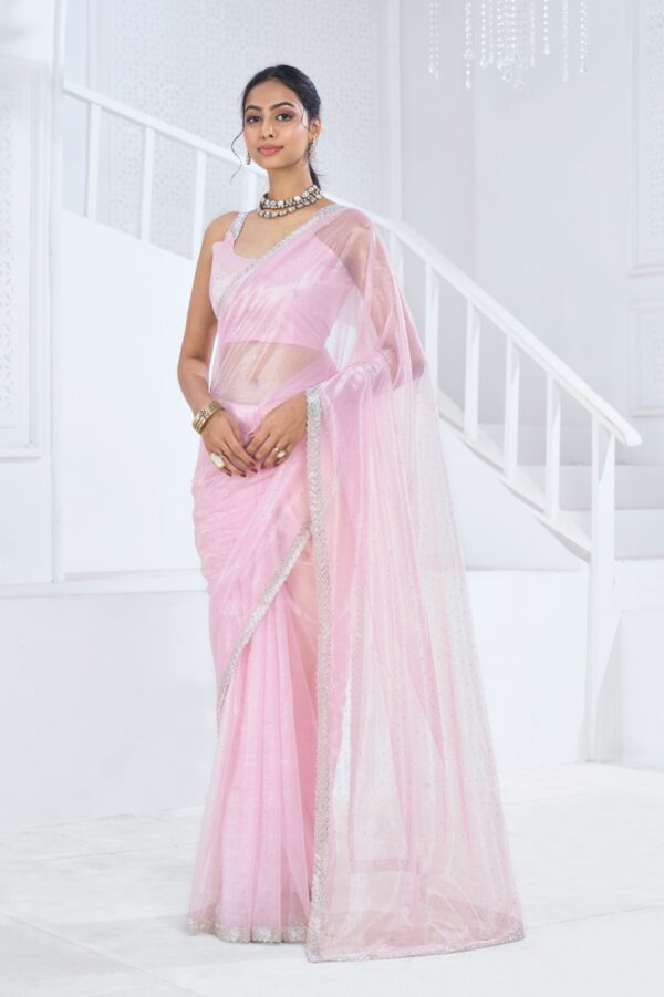 New Exclusive Collections For Women's Wear Swroski Saree With Soft Organza Handwork Blouse