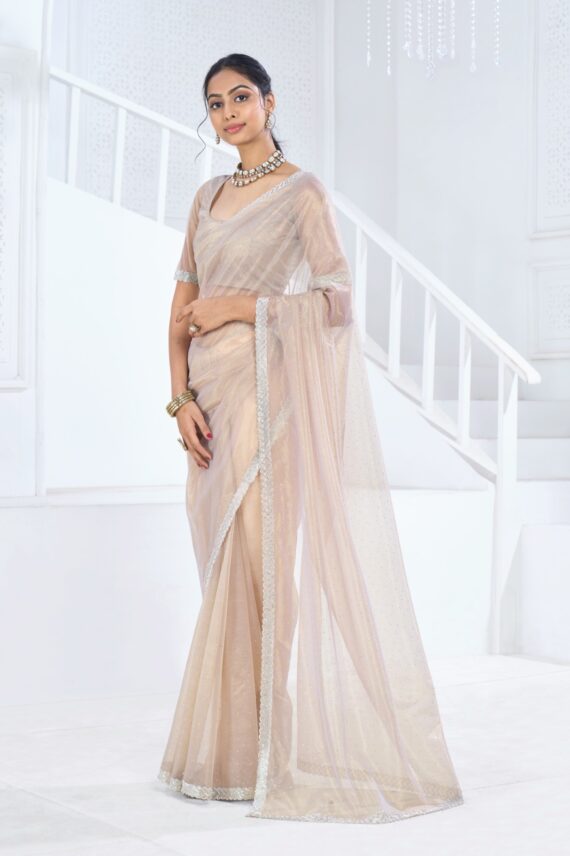 New Exclusive Collections For Women's Wear Swroski Saree With Soft Organza Handwork Blouse