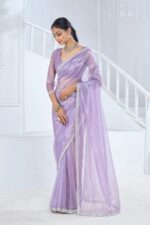 New Exclusive Collections For Women's Wear Swroski Saree With Soft Organza Handwork Blouse