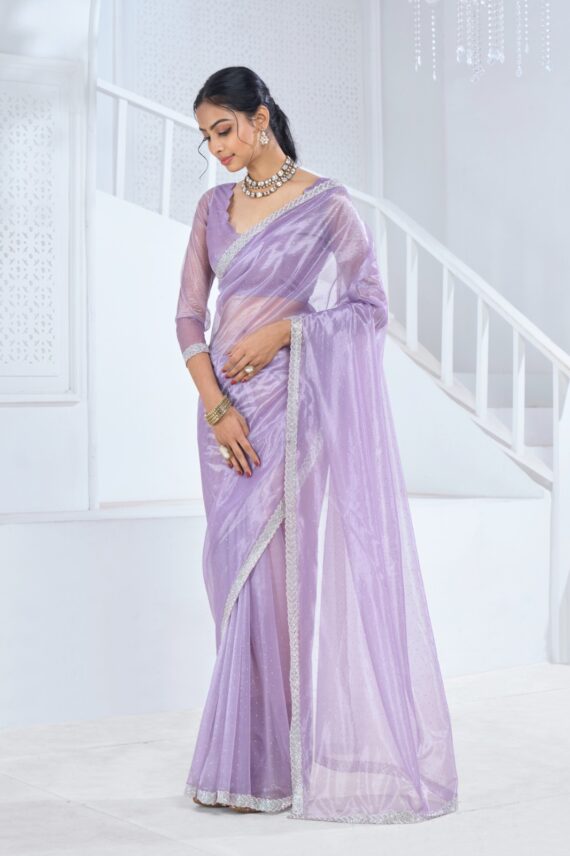New Exclusive Collections For Women's Wear Swroski Saree With Soft Organza Handwork Blouse
