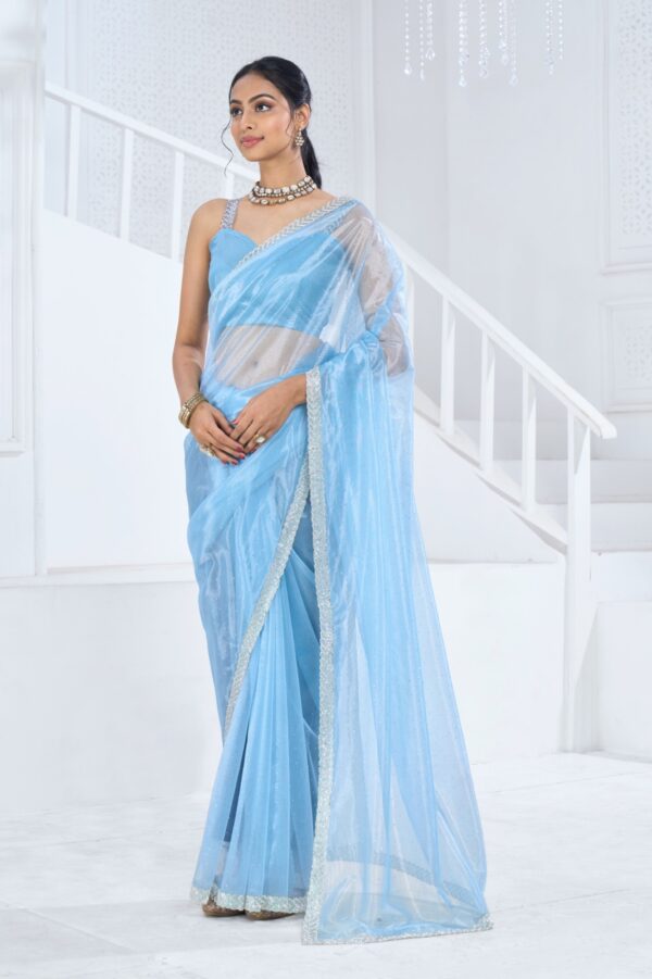 New Exclusive Collections For Women's Wear Swroski Saree With Soft Organza Handwork Blouse