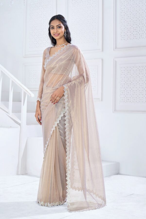 Ethnicrang Party Wear Latest Designer Swroski Saree With Twirll Soft Organza Blouse For Women