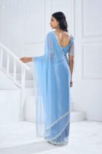 Ethnicrang Party Wear Latest Designer Swroski Saree With Twirll Soft Organza Blouse For Women