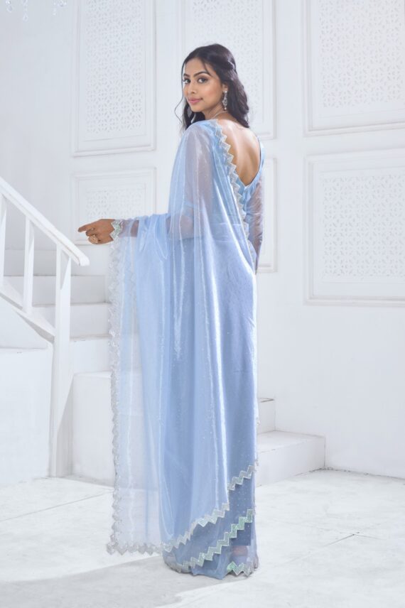 Ethnicrang Party Wear Latest Designer Swroski Saree With Twirll Soft Organza Blouse For Women