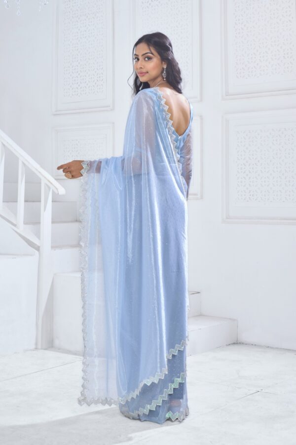 Ethnicrang Party Wear Latest Designer Swroski Saree With Twirll Soft Organza Blouse For Women