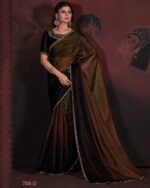 Traditional Party Wear Un-Stitched Pure Satin Georgette Blooming Saree With Zircon Work Blouse
