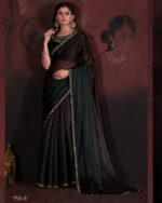 Traditional Party Wear Un-Stitched Pure Satin Georgette Blooming Saree With Zircon Work Blouse