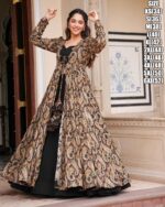 3 Piece Koti Style Stitched Rayon Shrug With Georgette Skirt Fancy Indo-Western Suit For Women