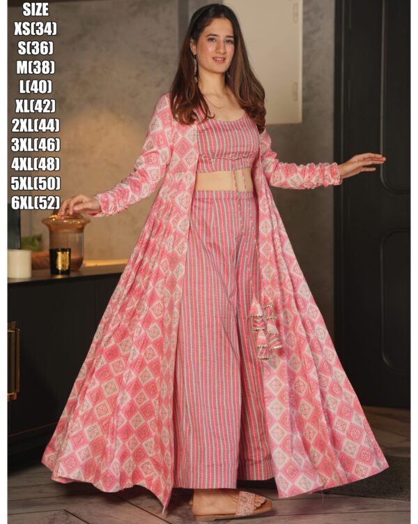 3 Piece Koti Style Stitched Rayon Shrug With Georgette Skirt Fancy Indo-Western Suit For Women