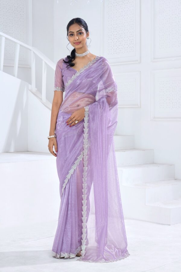 Party Wear Designer Un-Stitched Swroski Saree With Blouse| New Ethnic Sarees Collection For Women